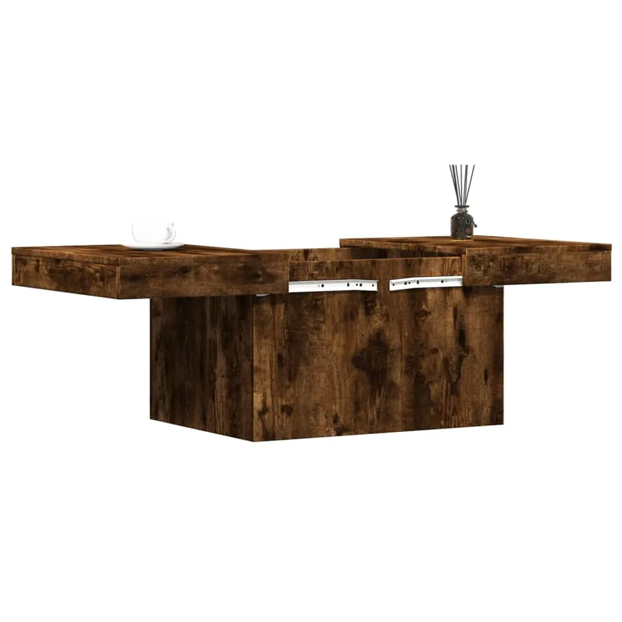 Table basse chêne fumé 80x55x40 cm bois d'ingénierie - 4