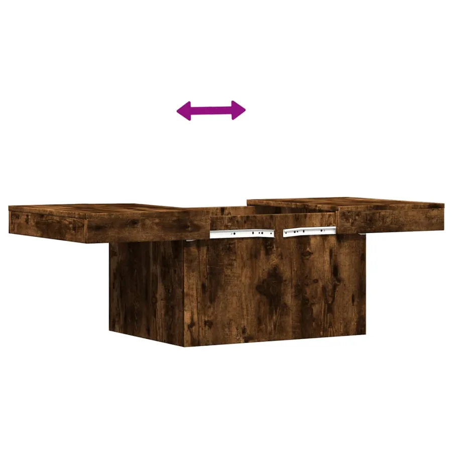 Table basse chêne fumé 80x55x40 cm bois d'ingénierie - 9