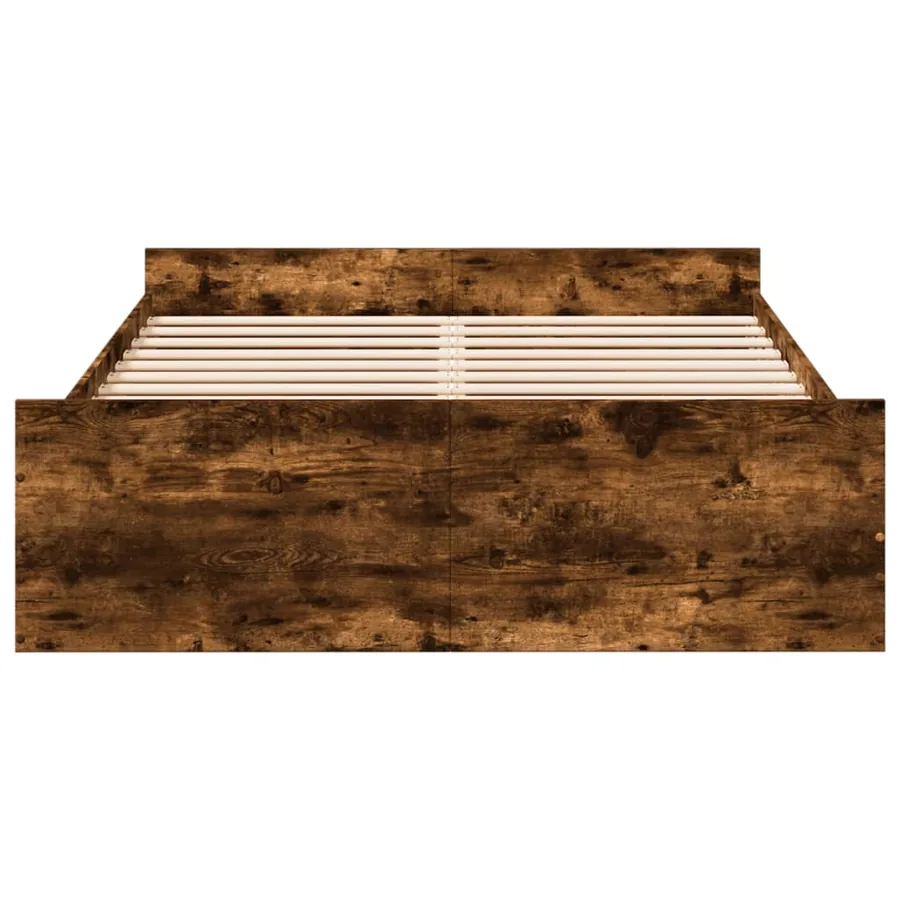 Cadre de lit avec tiroirs sans matelas chêne fumé 120x190 cm - 4