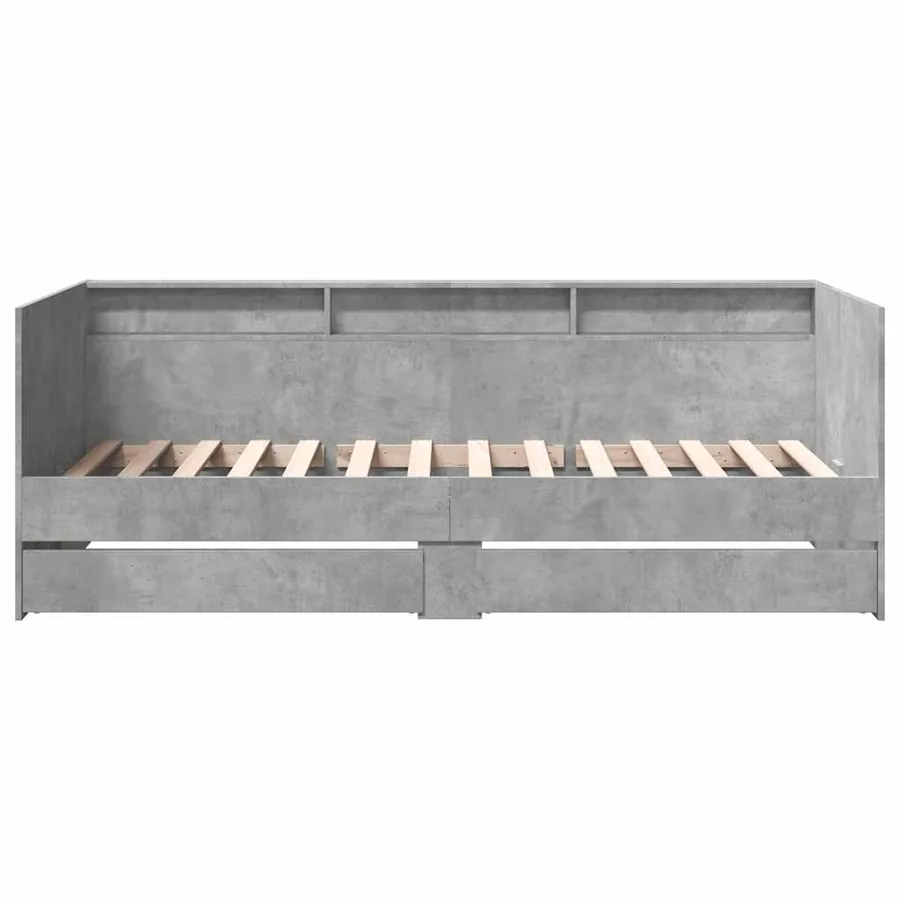 Lit de jour avec tiroirs sans matelas gris béton 90x190 cm - 4