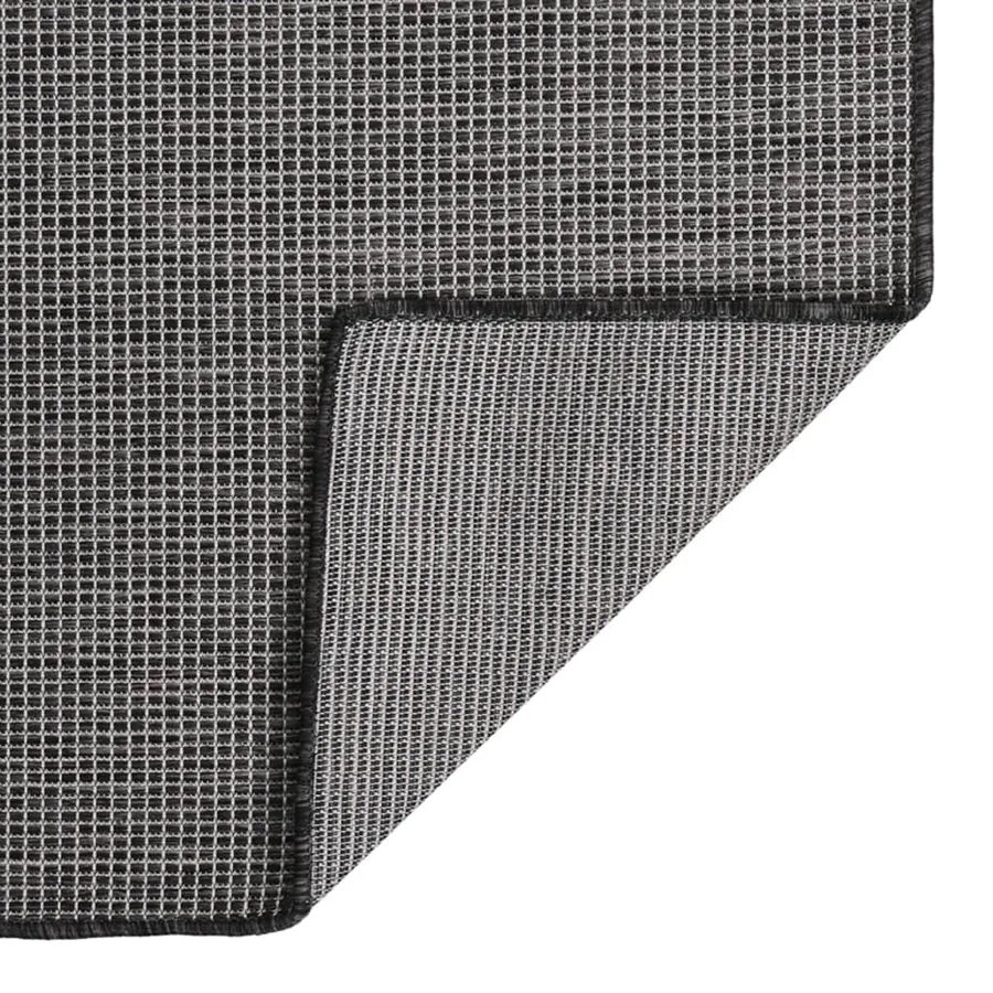Tapis à tissage plat d'extérieur 140x200 cm Gris - 2