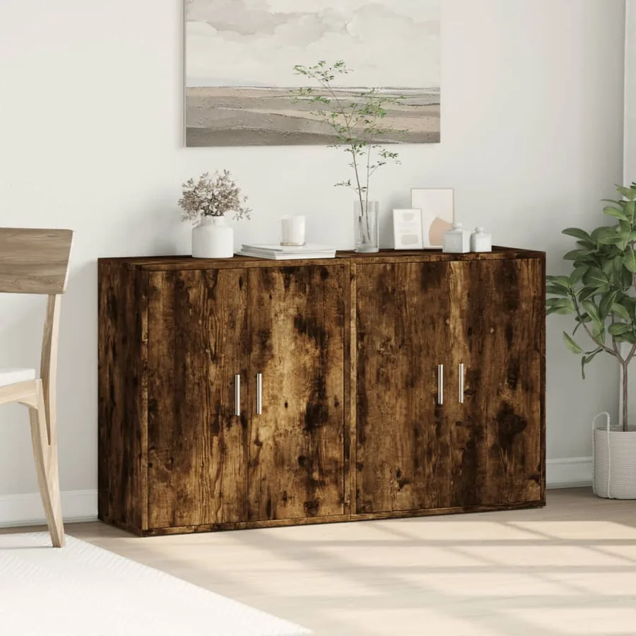 Buffets 2 pcs chêne fumé 60x31x70 cm bois d'ingénierie - 3