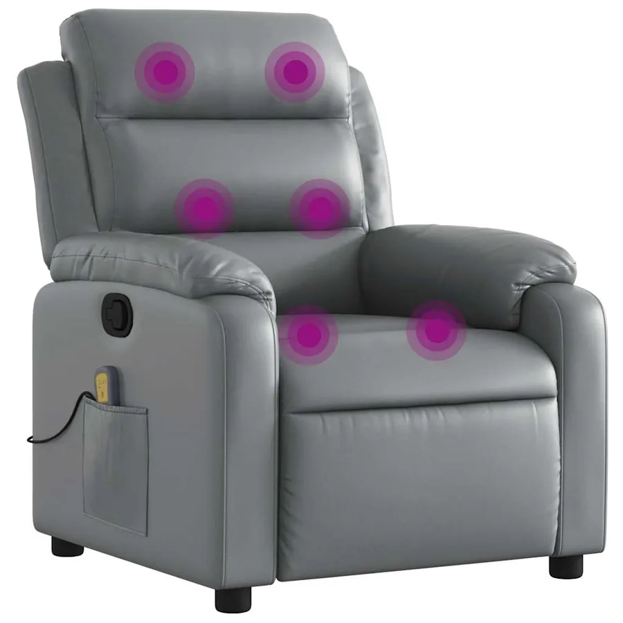Fauteuil de massage inclinable Gris Similicuir - 2