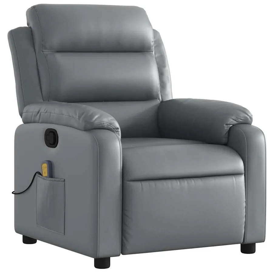 Fauteuil de massage inclinable Gris Similicuir - 4