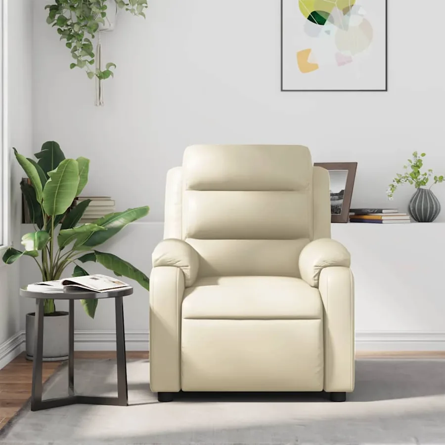 Fauteuil inclinable de massage Crème Similicuir - 3