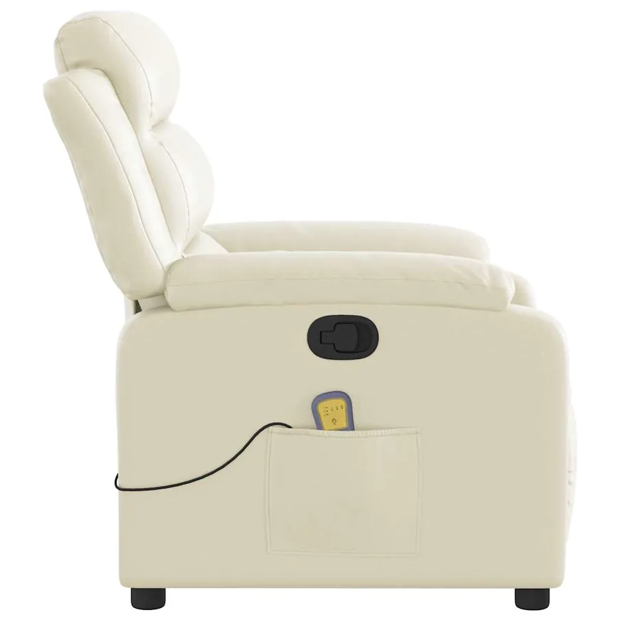 Fauteuil inclinable de massage Crème Similicuir - 9