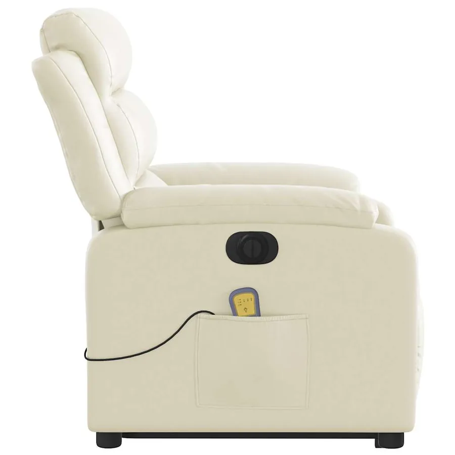 Fauteuil inclinable de massage électrique crème similicuir - 10