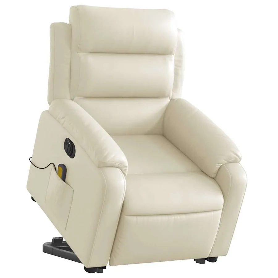 Fauteuil inclinable de massage électrique crème similicuir - 3