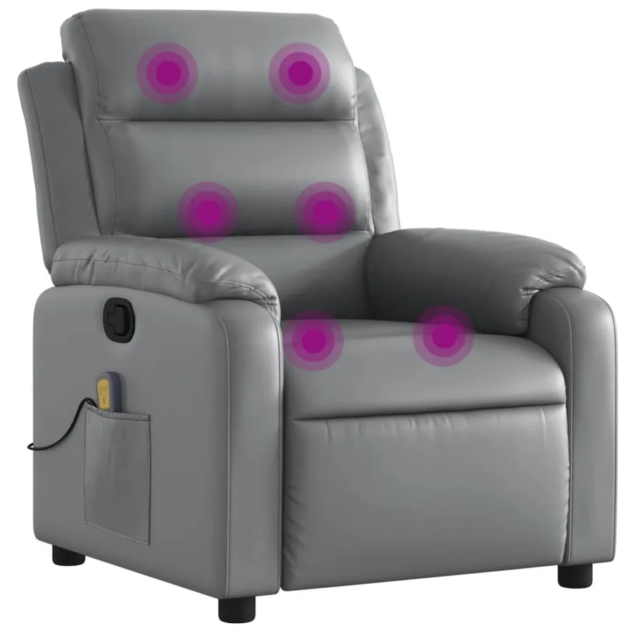 Fauteuil de massage inclinable gris similicuir - 2