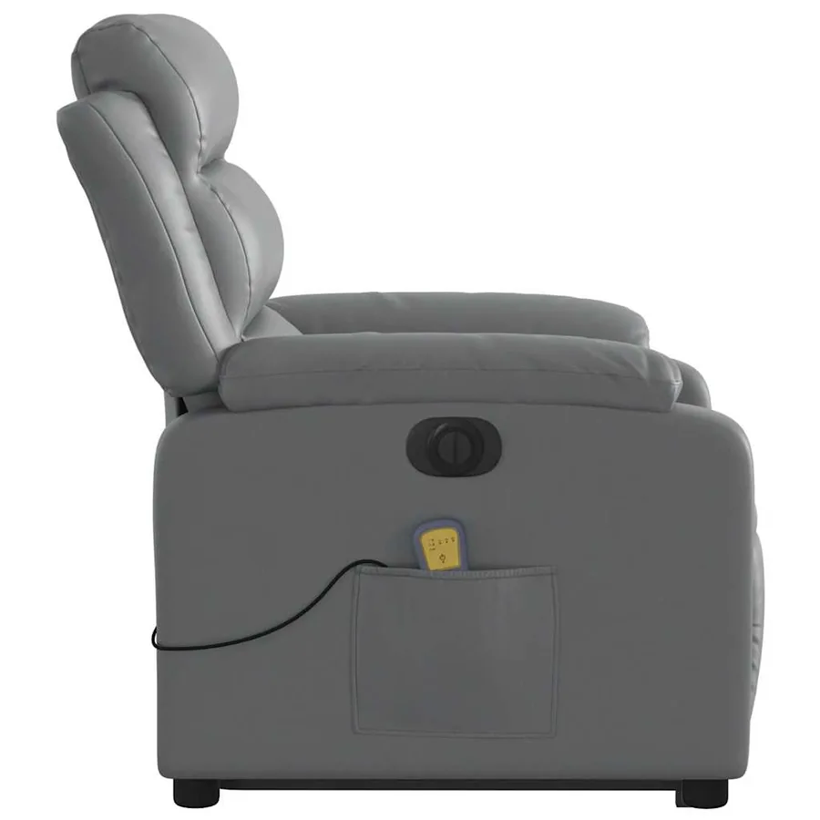 Fauteuil inclinable de massage électrique gris similicuir - 10