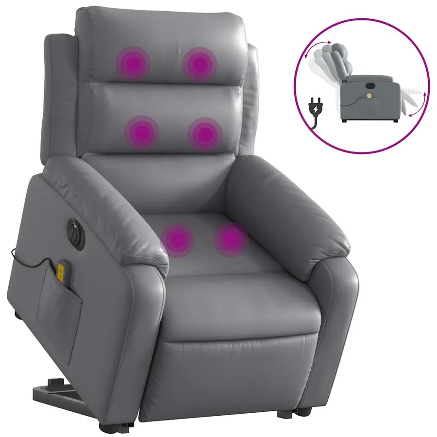 Fauteuil inclinable de massage électrique gris similicuir - 2
