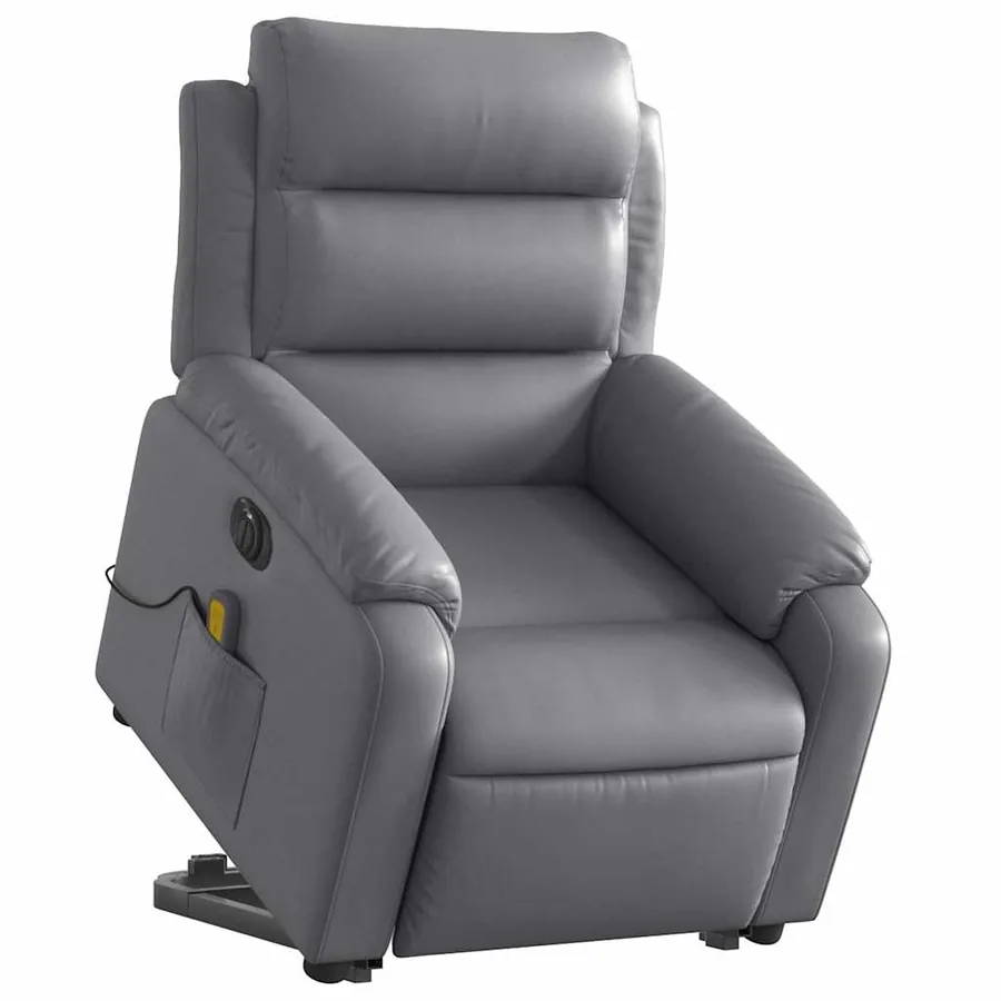 Fauteuil inclinable de massage électrique gris similicuir - 3
