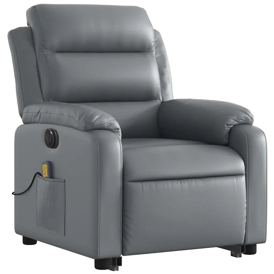 Fauteuil inclinable de massage électrique gris similicuir - 4