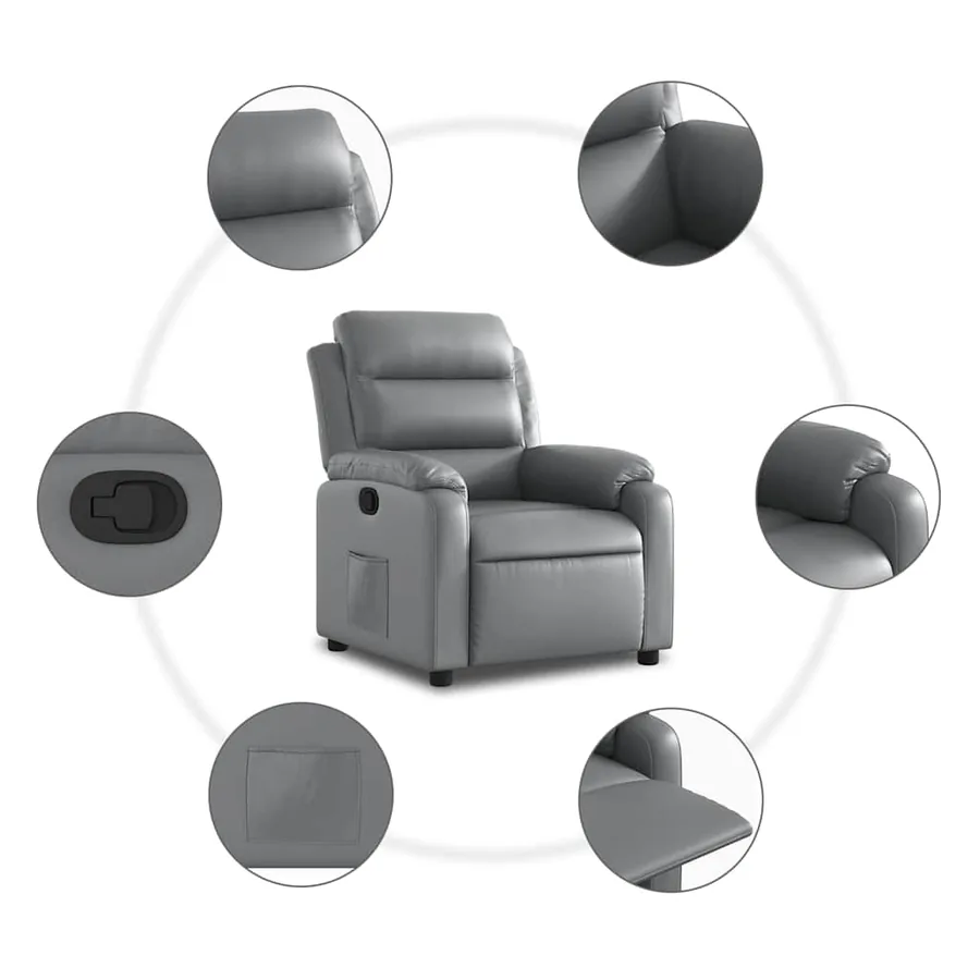 Fauteuil inclinable Gris Similicuir - 5