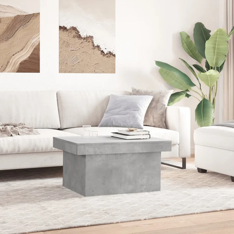 Table basse gris béton 100x55x40 cm bois d'ingénierie - 3