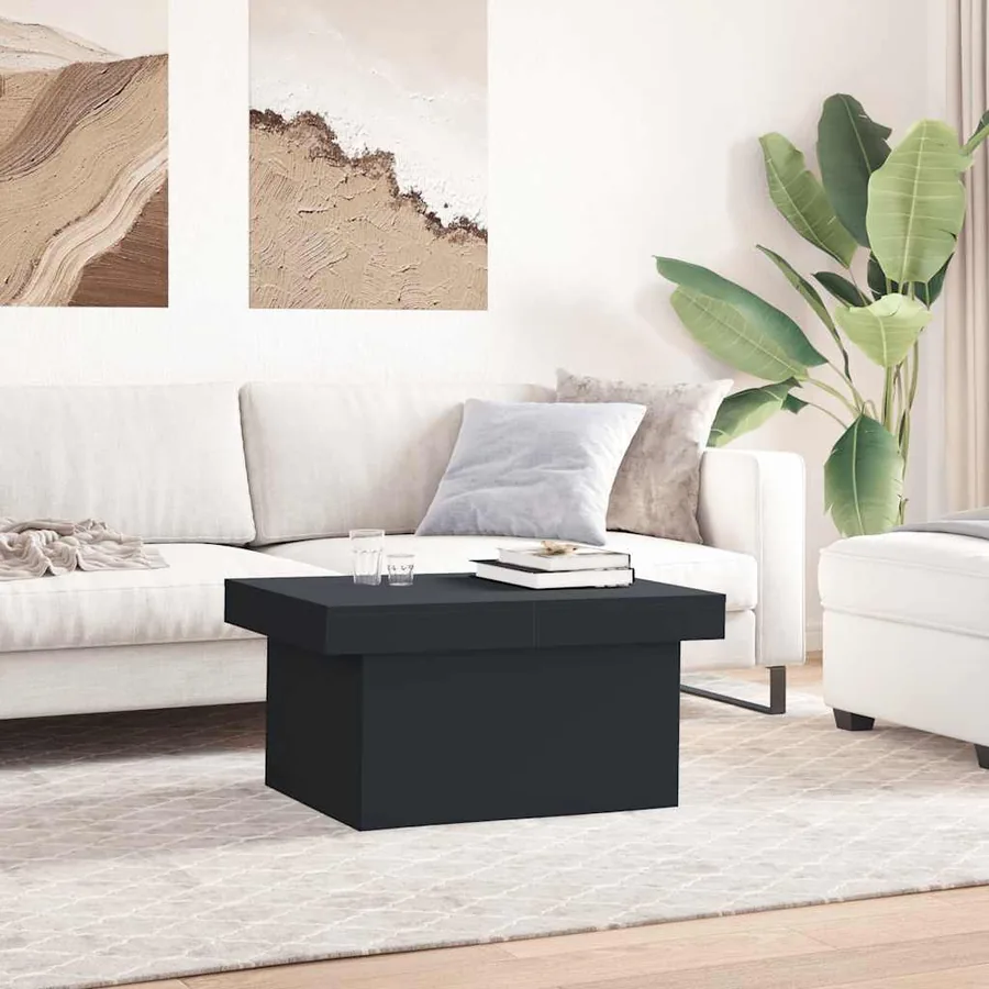 Table basse noir 100x55x40 cm bois d'ingénierie - 3