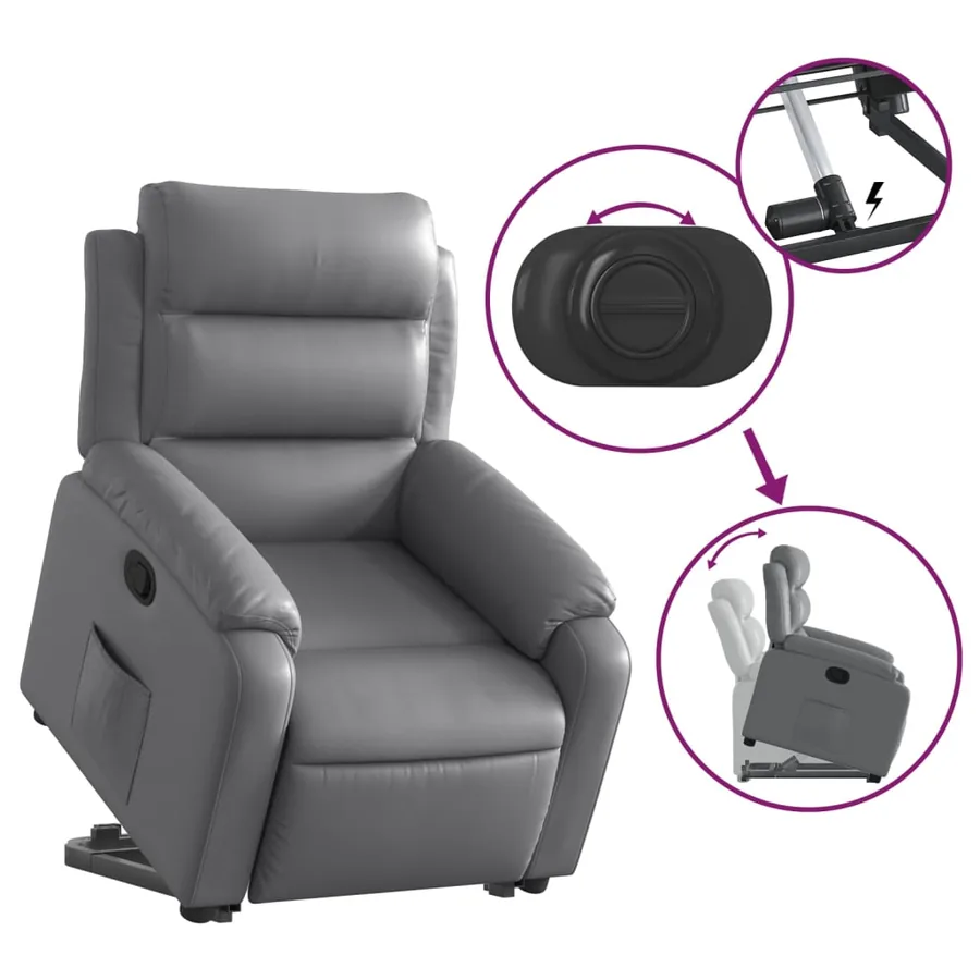 Fauteuil inclinable Gris Similicuir - 6