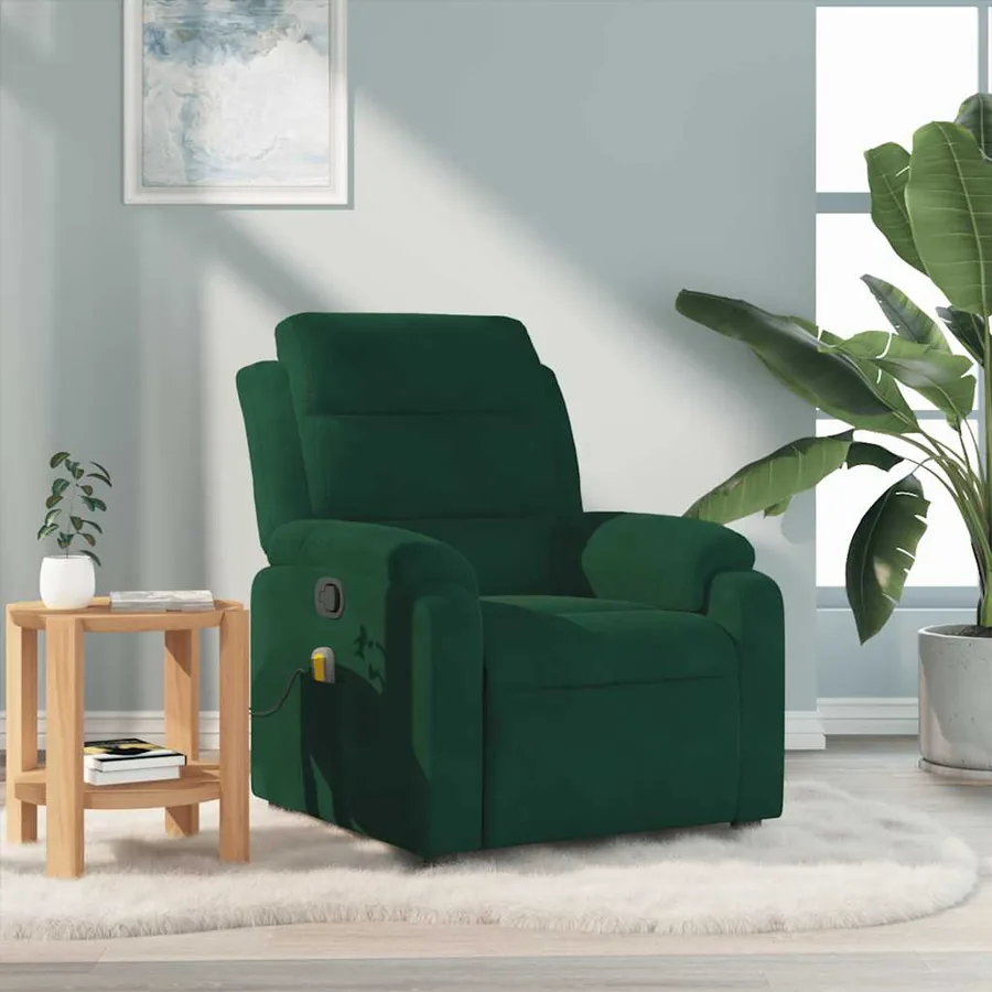 Fauteuil de massage inclinable vert foncé velours