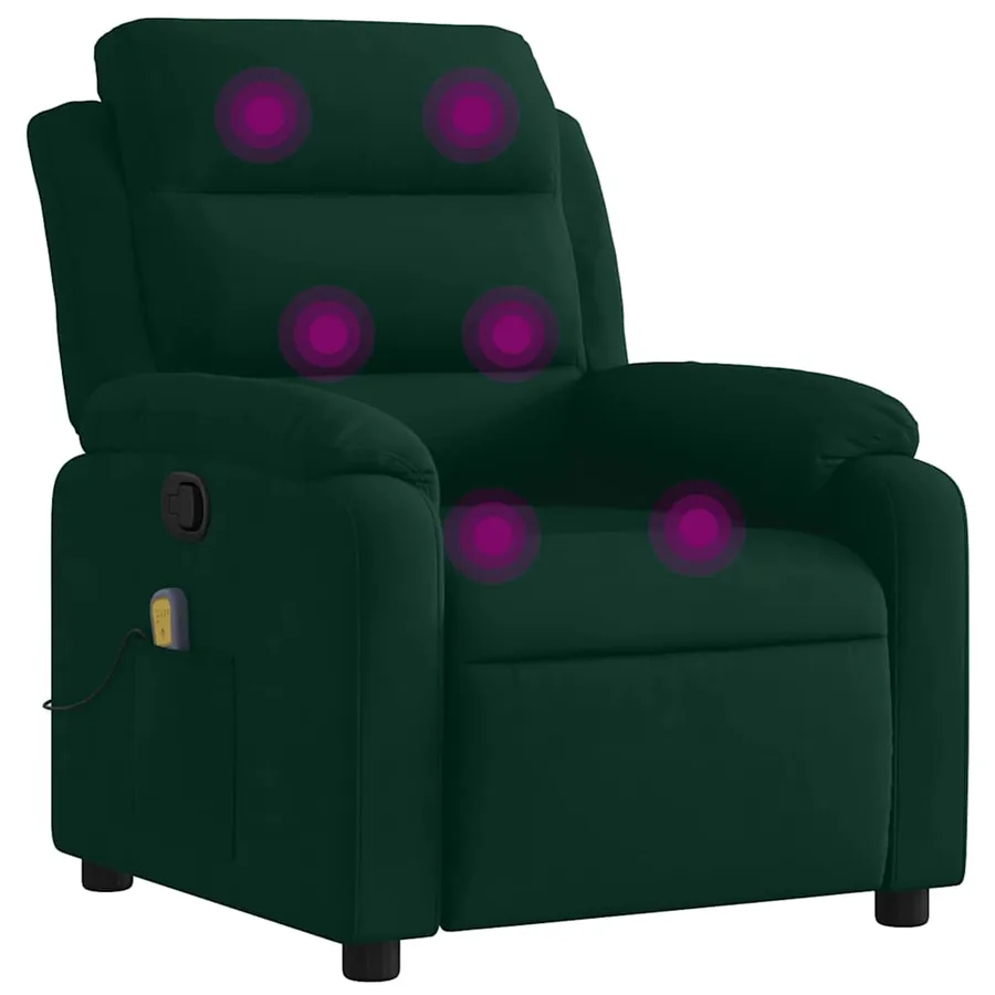Fauteuil de massage inclinable vert foncé velours - 2