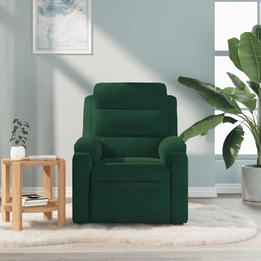 Fauteuil de massage inclinable vert foncé velours - 3