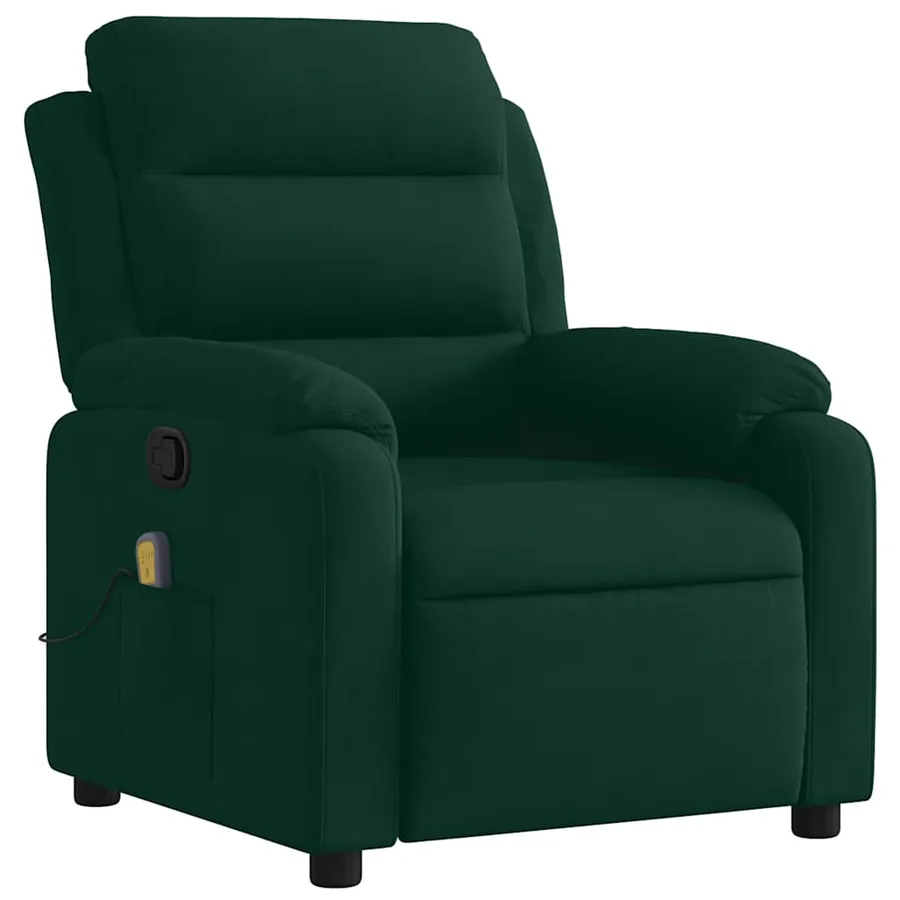 Fauteuil de massage inclinable vert foncé velours - 4