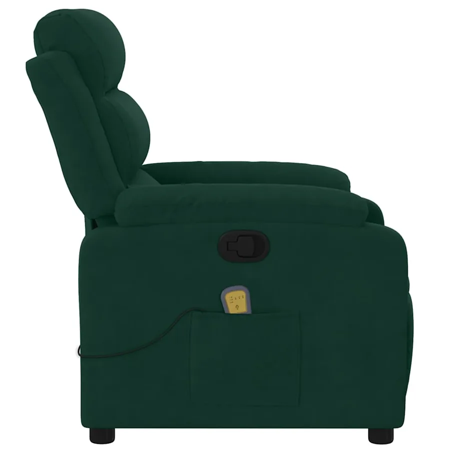 Fauteuil de massage inclinable vert foncé velours - 9
