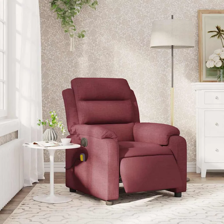 Fauteuil de massage inclinable électrique Rouge bordeaux Tissu - 16