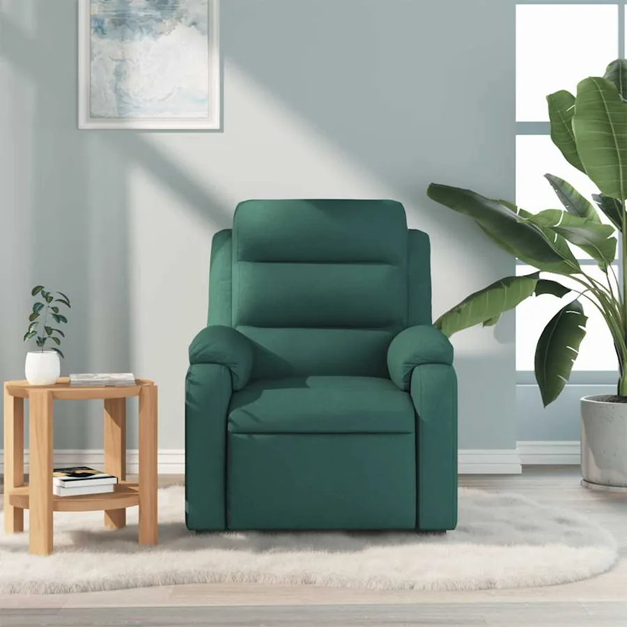 Fauteuil de massage inclinable Vert foncé Tissu - 3