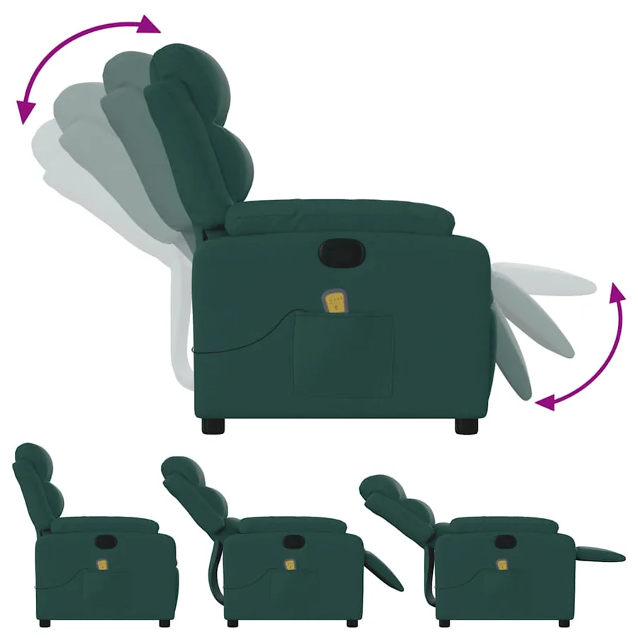 Fauteuil de massage inclinable Vert foncé Tissu - 6