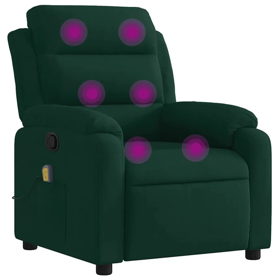Fauteuil inclinable de massage vert foncé velours - 2