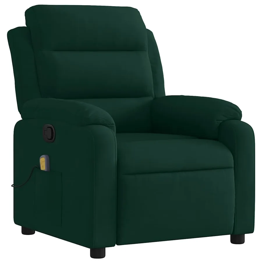 Fauteuil inclinable de massage vert foncé velours - 3