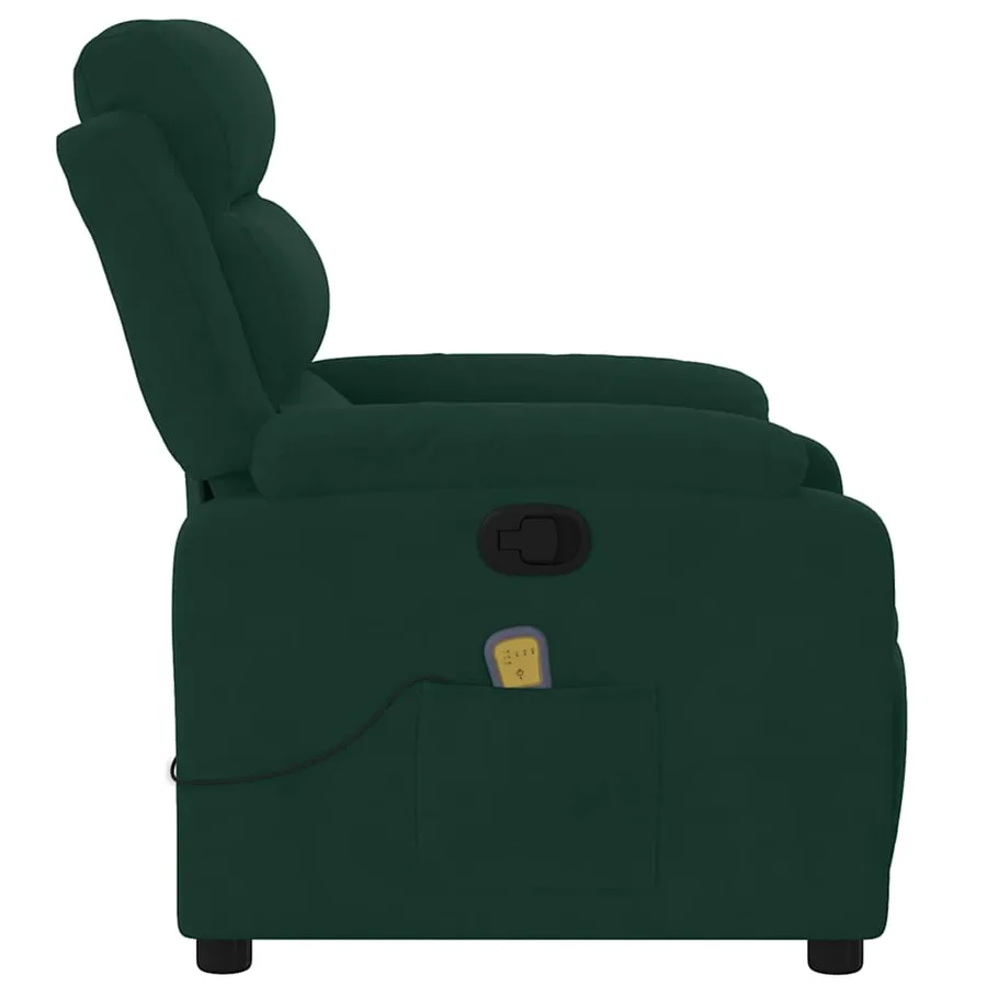 Fauteuil inclinable de massage vert foncé velours - 8