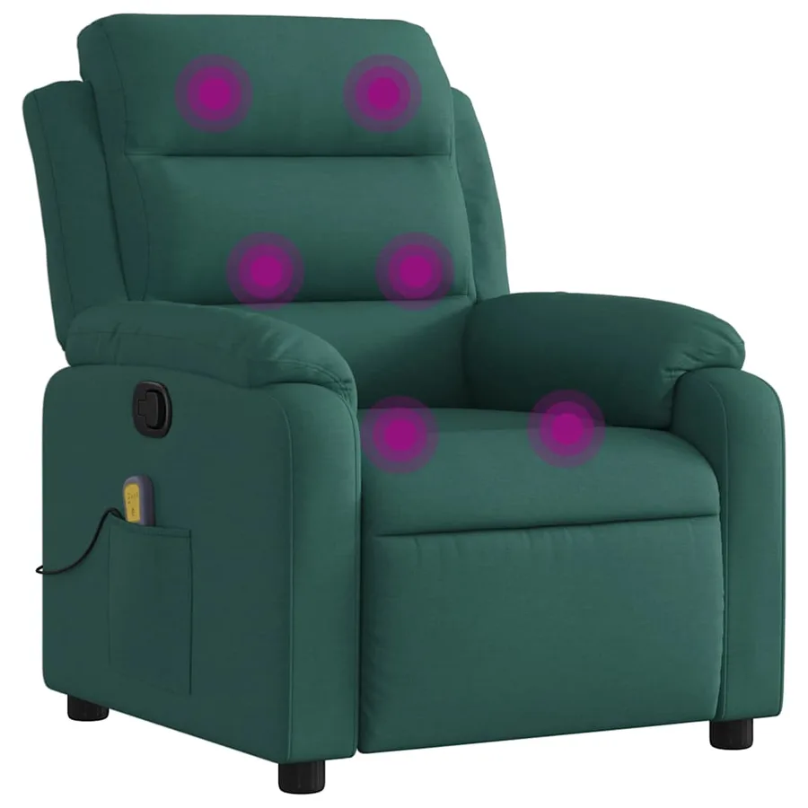 Fauteuil inclinable de massage vert foncé tissu - 2