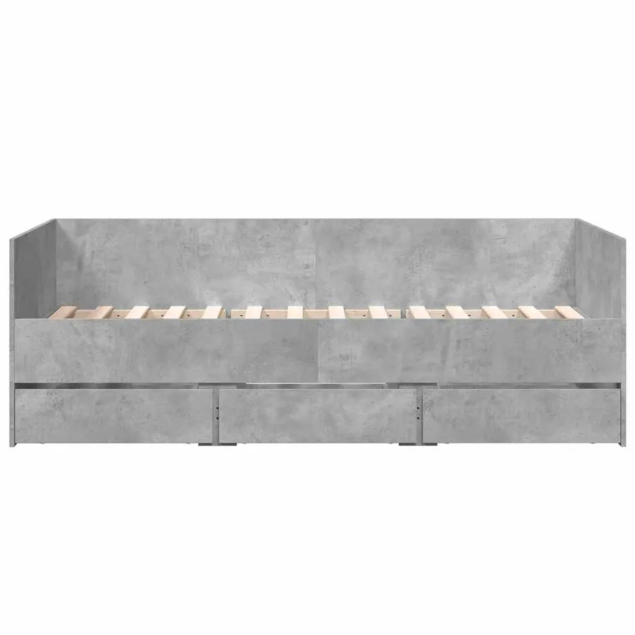 Lit de jour avec tiroirs sans matelas gris béton 75x190 cm - 4