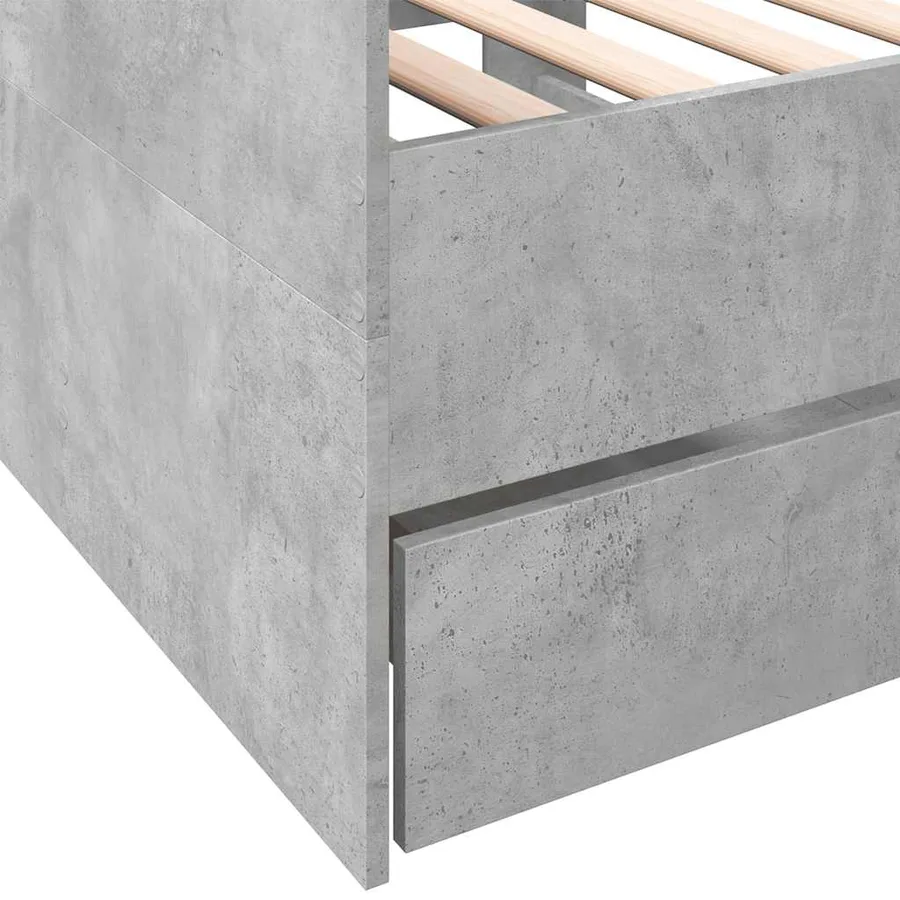Lit de jour avec tiroirs sans matelas gris béton 75x190 cm - 7