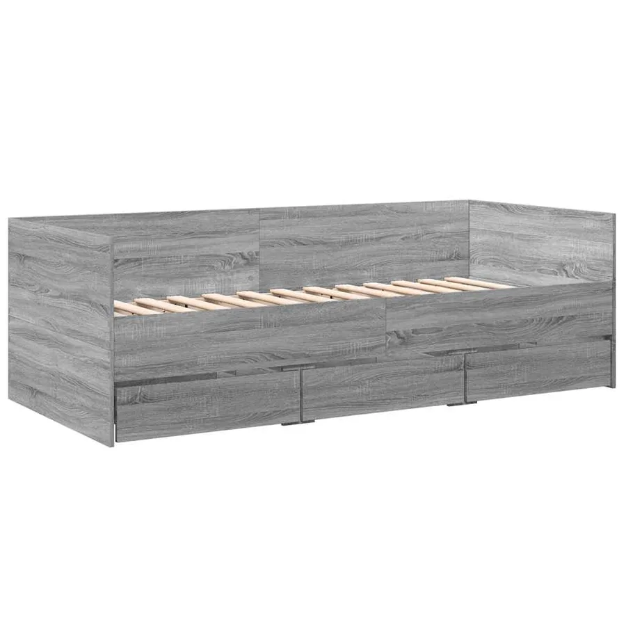 Lit de jour avec tiroirs sans matelas sonoma gris 75x190 cm - 3