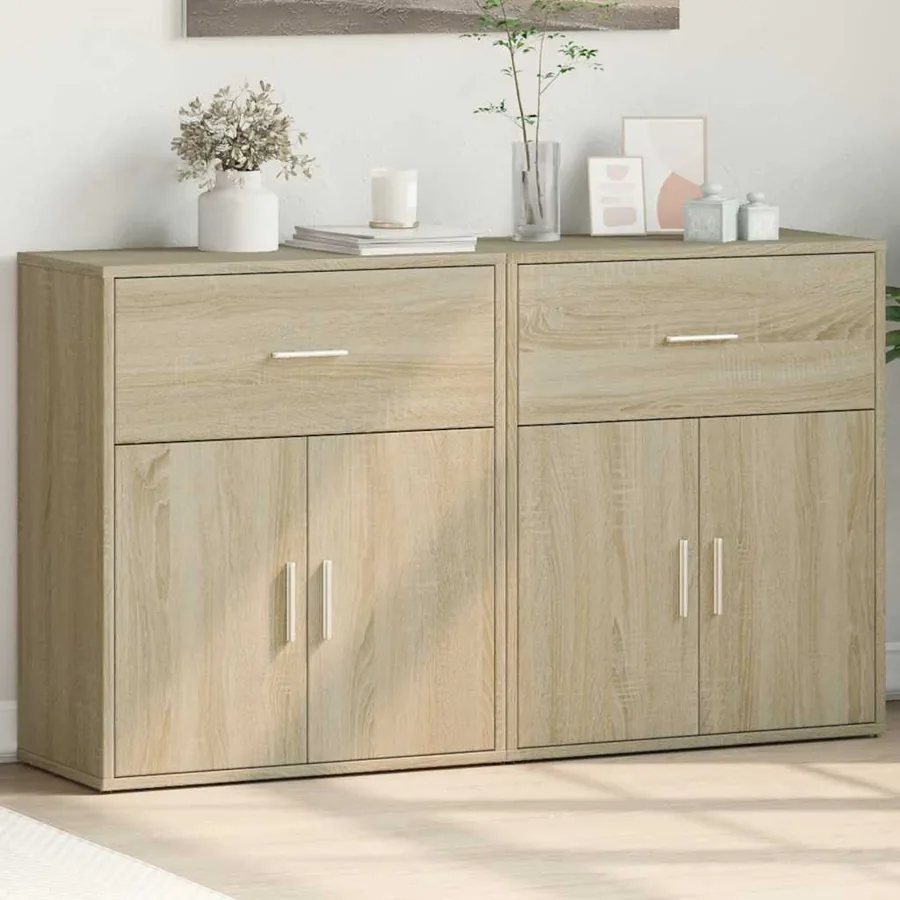 Buffets 2 pcs chêne sonoma 60x31x70 cm bois d'ingénierie