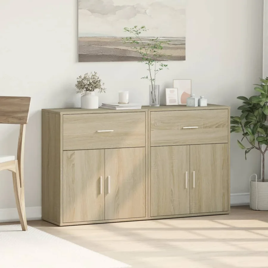 Buffets 2 pcs chêne sonoma 60x31x70 cm bois d'ingénierie - 3