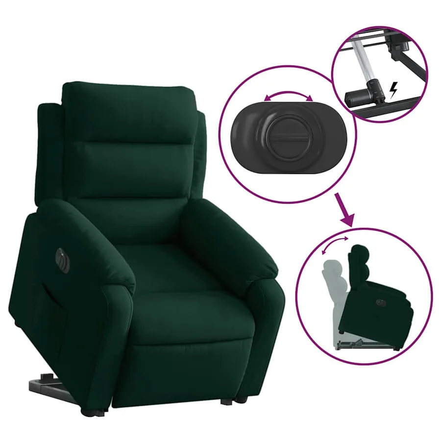 Fauteuil inclinable électrique vert foncé velours - 11
