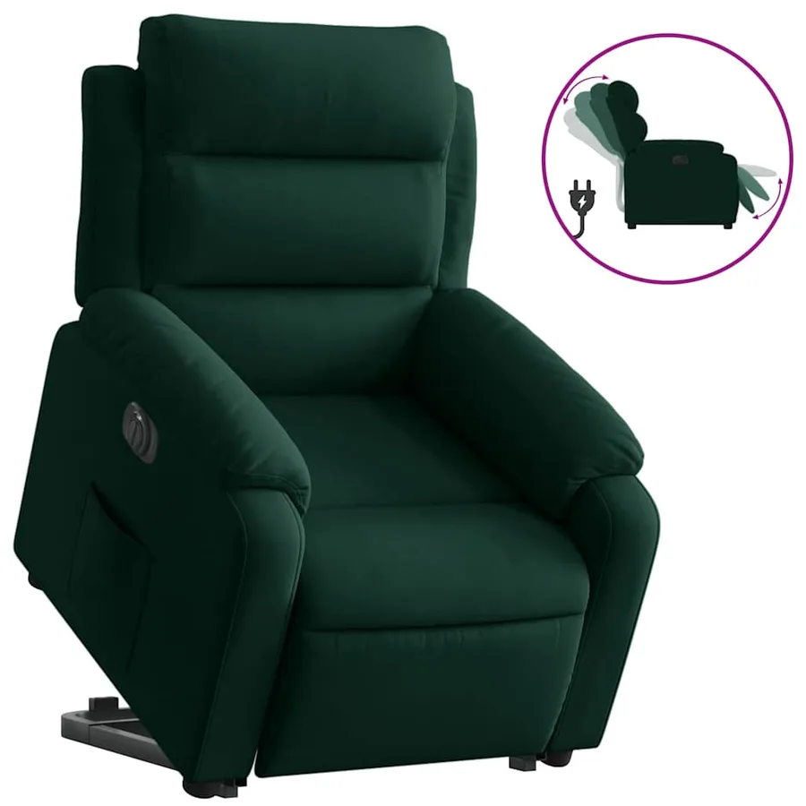 Fauteuil inclinable électrique vert foncé velours - 2