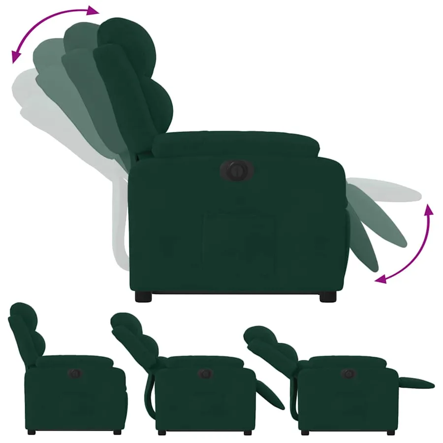 Fauteuil inclinable électrique vert foncé velours - 7