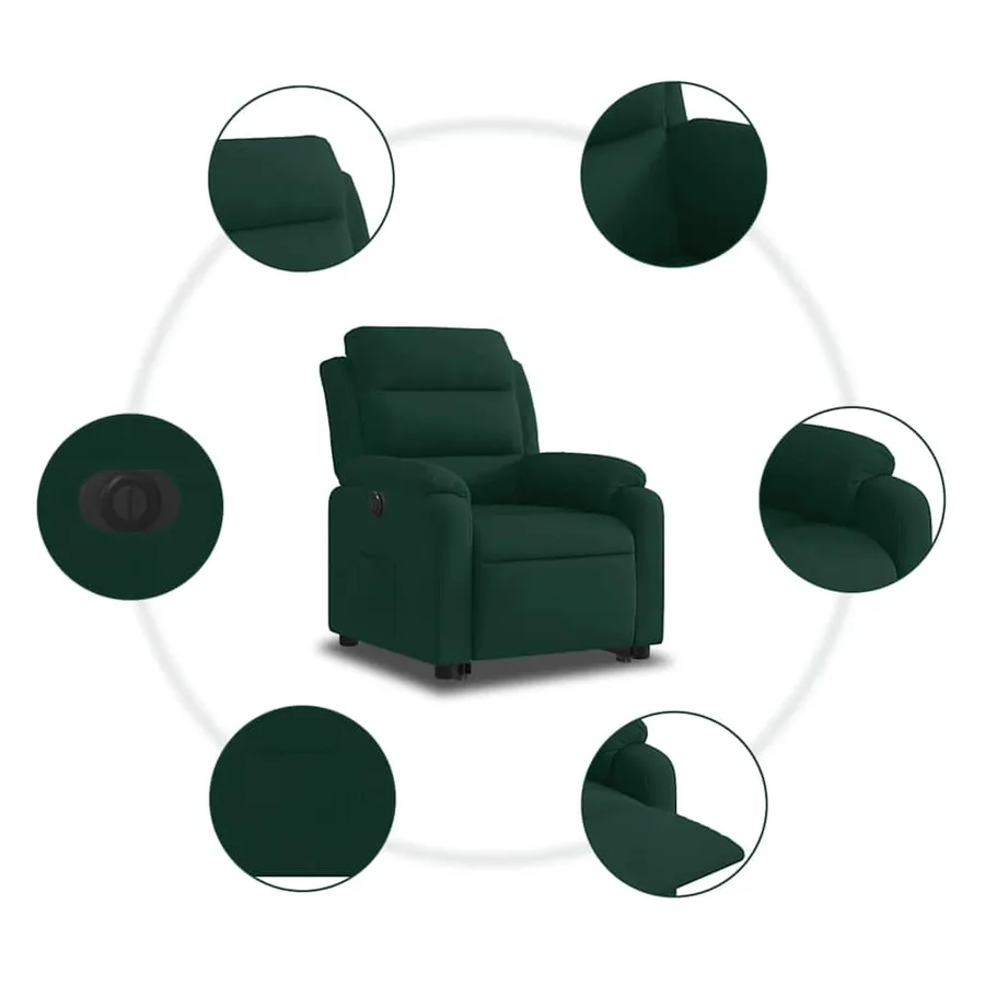 Fauteuil inclinable électrique vert foncé velours - 8