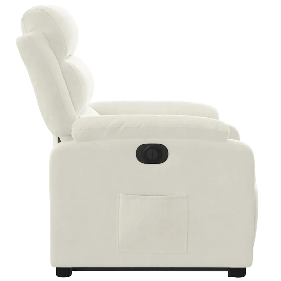 Fauteuil inclinable électrique crème velours - 10
