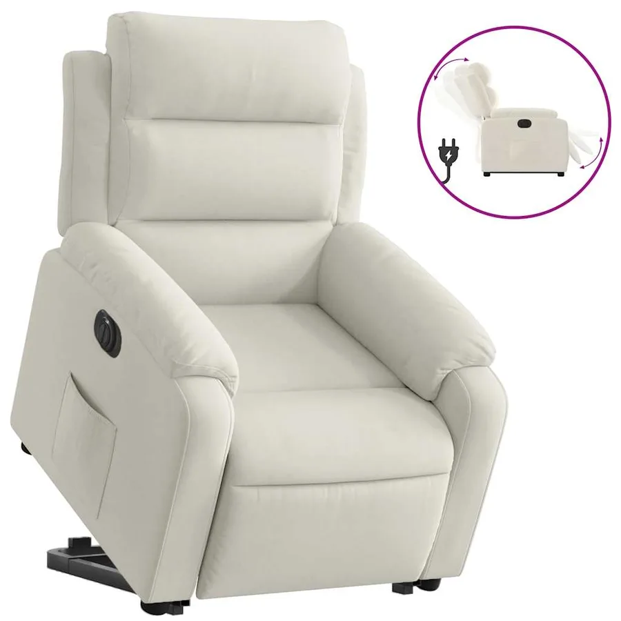 Fauteuil inclinable électrique crème velours - 2
