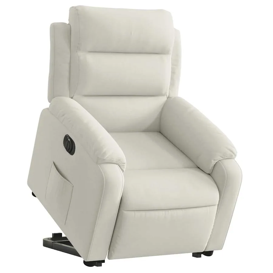 Fauteuil inclinable électrique crème velours - 3