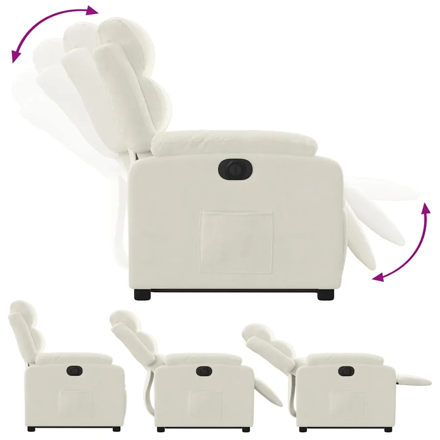 Fauteuil inclinable électrique crème velours - 7
