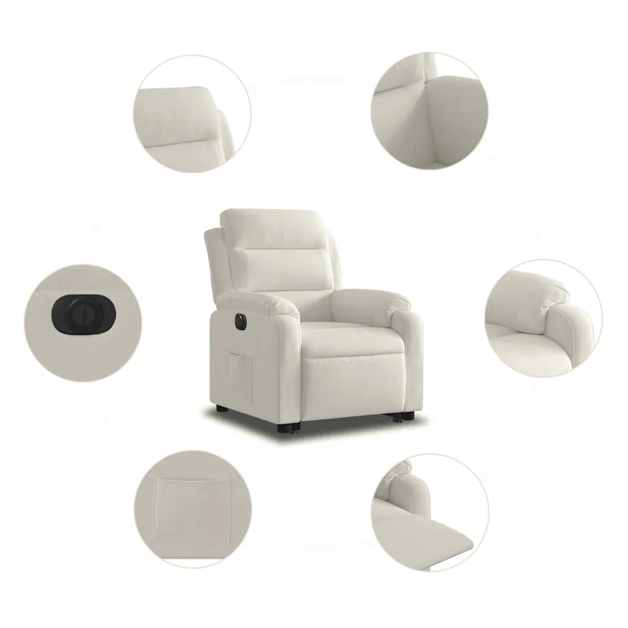 Fauteuil inclinable électrique crème velours - 8