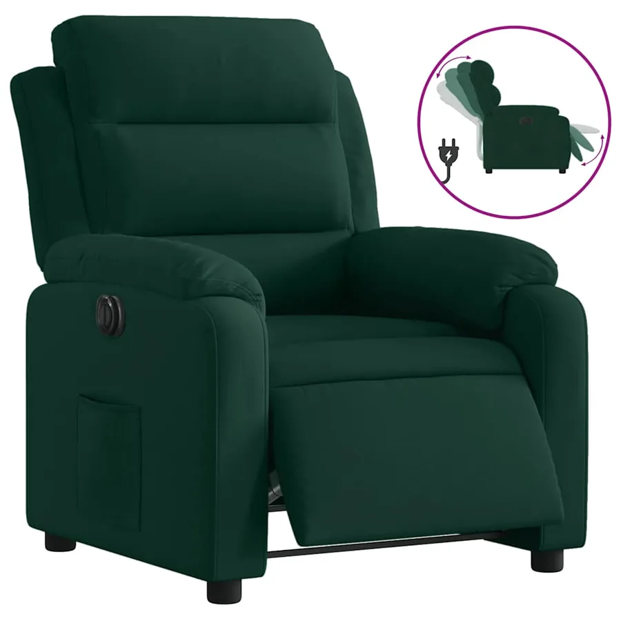 Fauteuil inclinable électrique vert foncé velours - 2