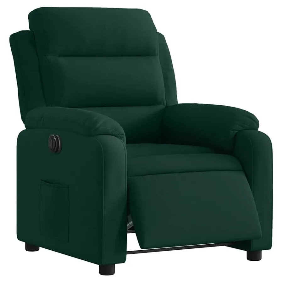 Fauteuil inclinable électrique vert foncé velours - 3
