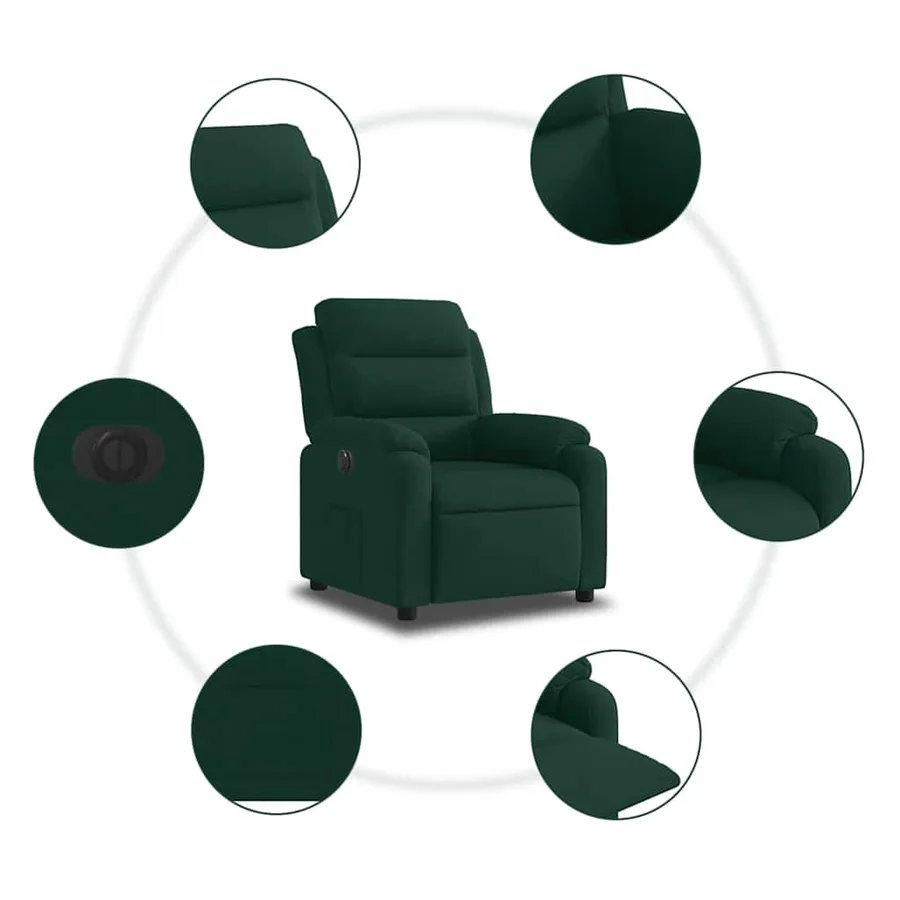 Fauteuil inclinable électrique vert foncé velours - 8
